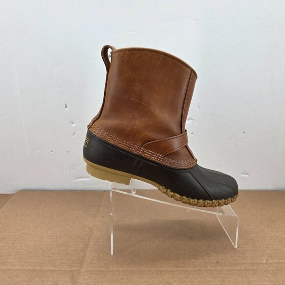LL Bean Vintage Mens Lounger Duck Boot Engineer Buckle Leather Rubber Maine Sz 9 - Picture 4 of 13